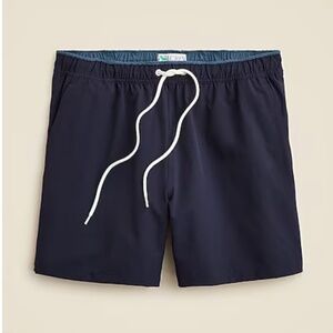 J Crew Stretch Swim Trunks Size Small in Navy Blue 6" inseam NWT $89